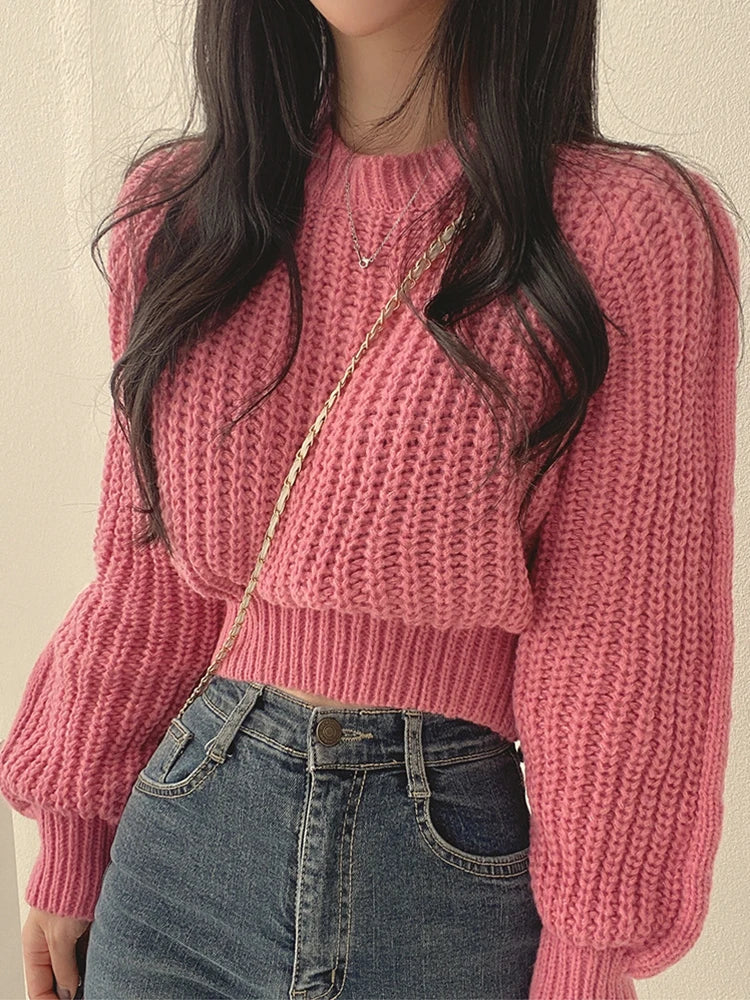 Loose Vintage Harajuku Lantern Sleeve Women's Sweater – Korean Knitwear