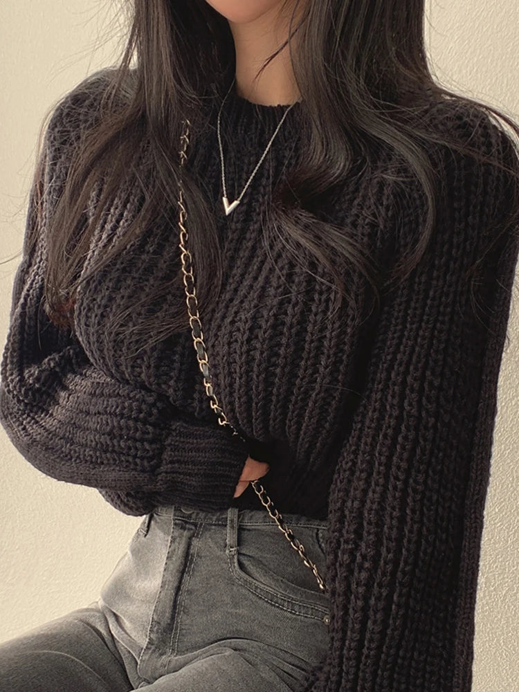 Loose Vintage Harajuku Lantern Sleeve Women's Sweater – Korean Knitwear