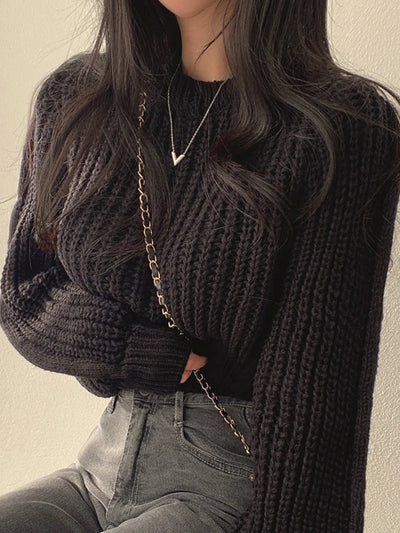 Loose Vintage Harajuku Lantern Sleeve Women's Sweater – Korean Knitwear
