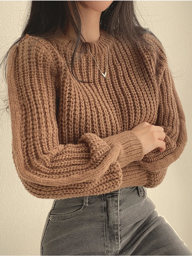 Loose Vintage Harajuku Lantern Sleeve Women's Sweater – Korean Knitwear