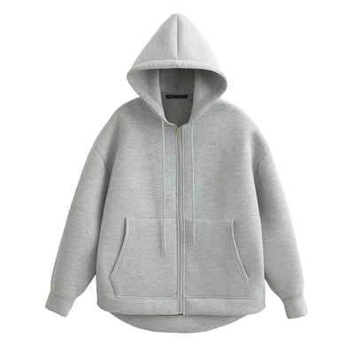 Women's Oversized Zip Hoodie Jacket – Chic Office Casual Outerwear