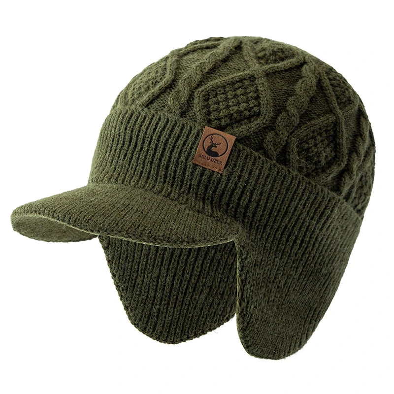 Unisex Fur-Lined Earflap Beanie – Thick Ski Knit Hat